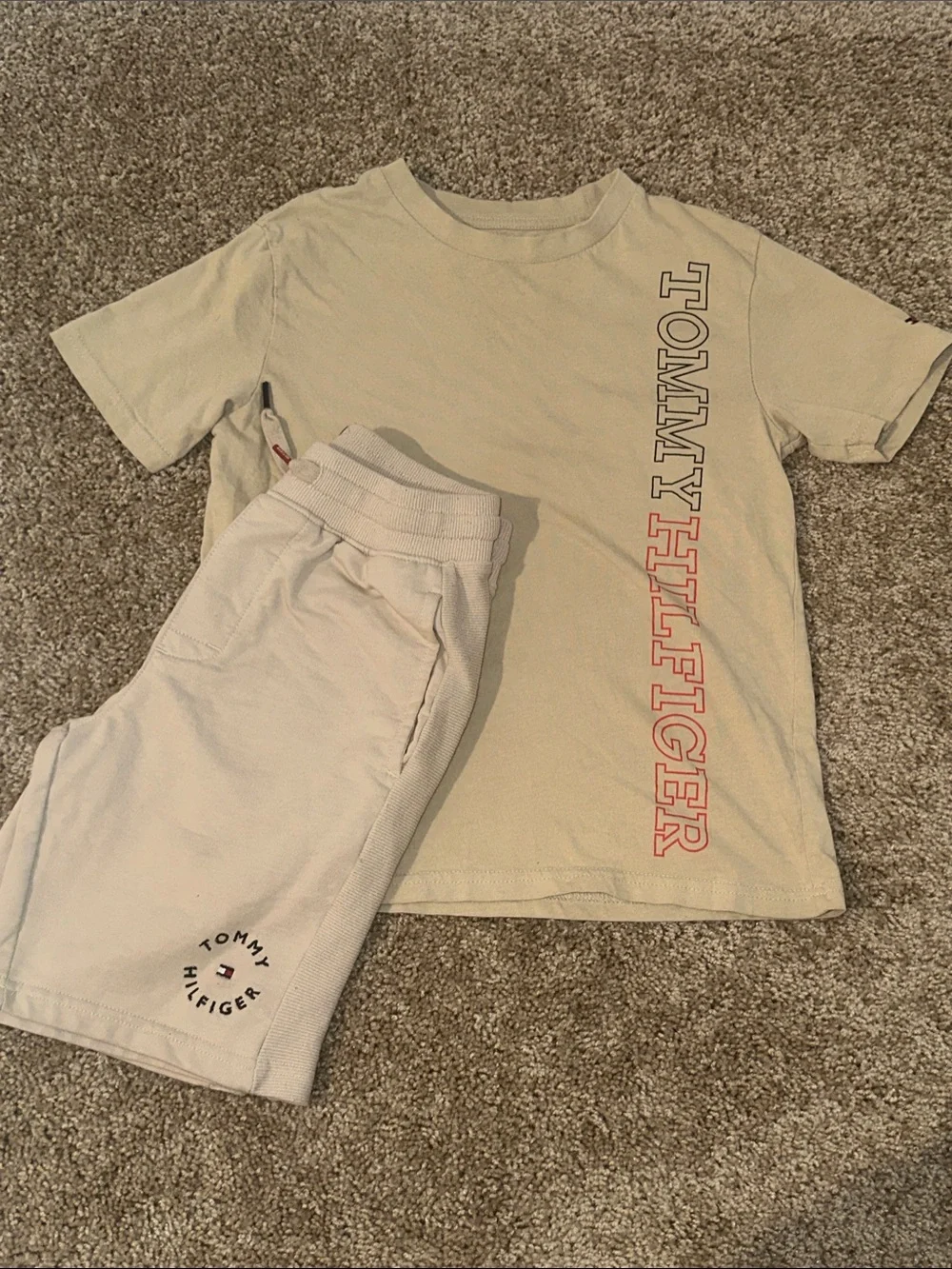 Tommy Hilfiger Boy’s Light Beige Logo Athletic Shorts